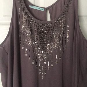 Mauve sequin tank.